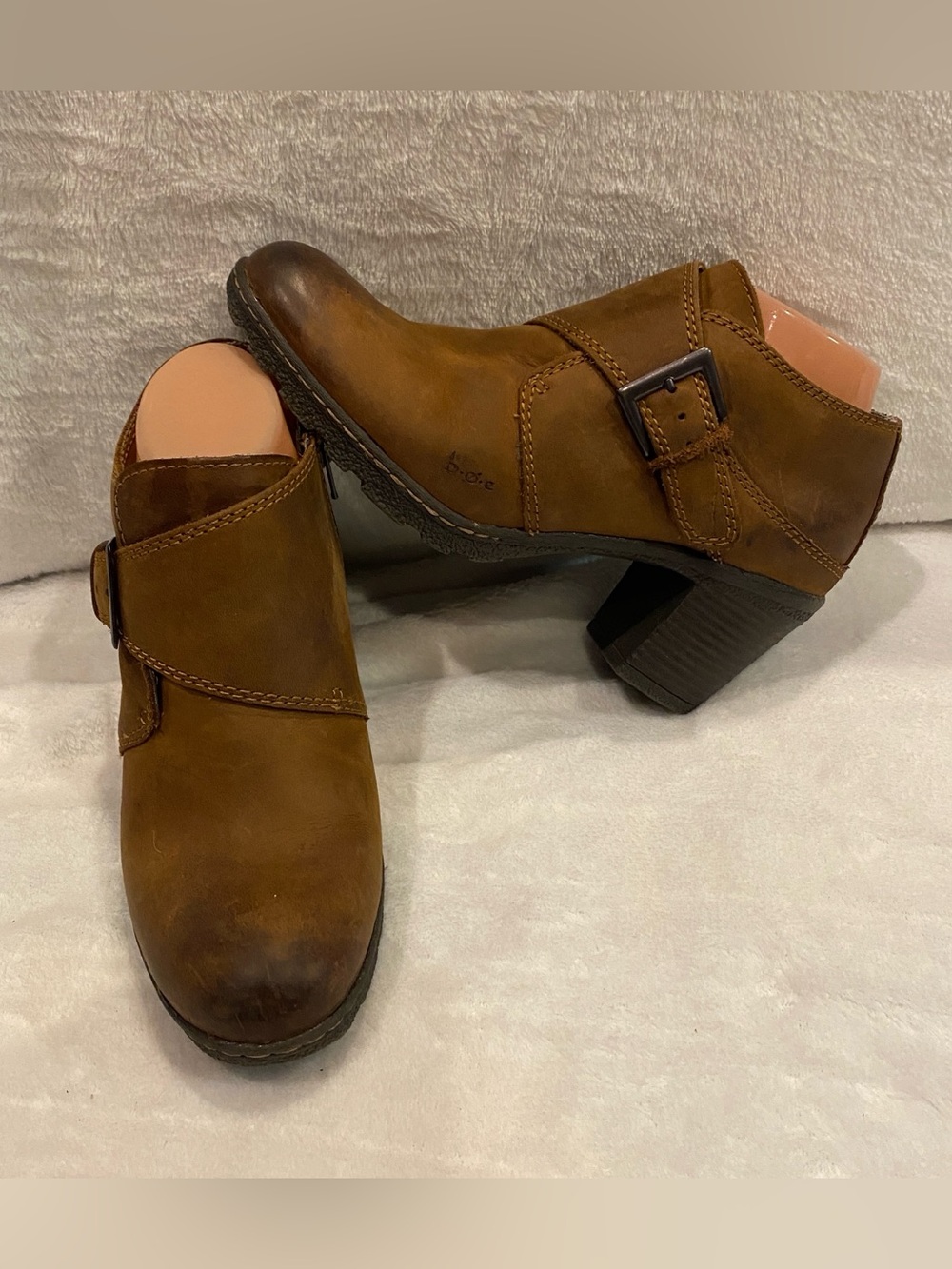 b.o.c Born Concept Brown Leather Monk Strap Booties Ankle Boots Brown Size 8 EUC